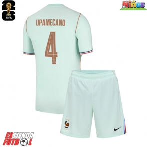 Francia Dayot Upamecano #4 Segunda Equipación Niños Mundial 2026 Manga Corta (+ Pantalones cortos)